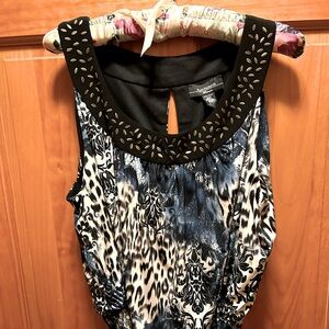 RM Richard’s dress. Black and white with blue accents. 18W